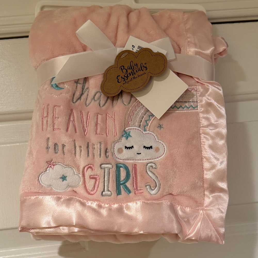 Baby Essentials Pink Embroidered Blanket